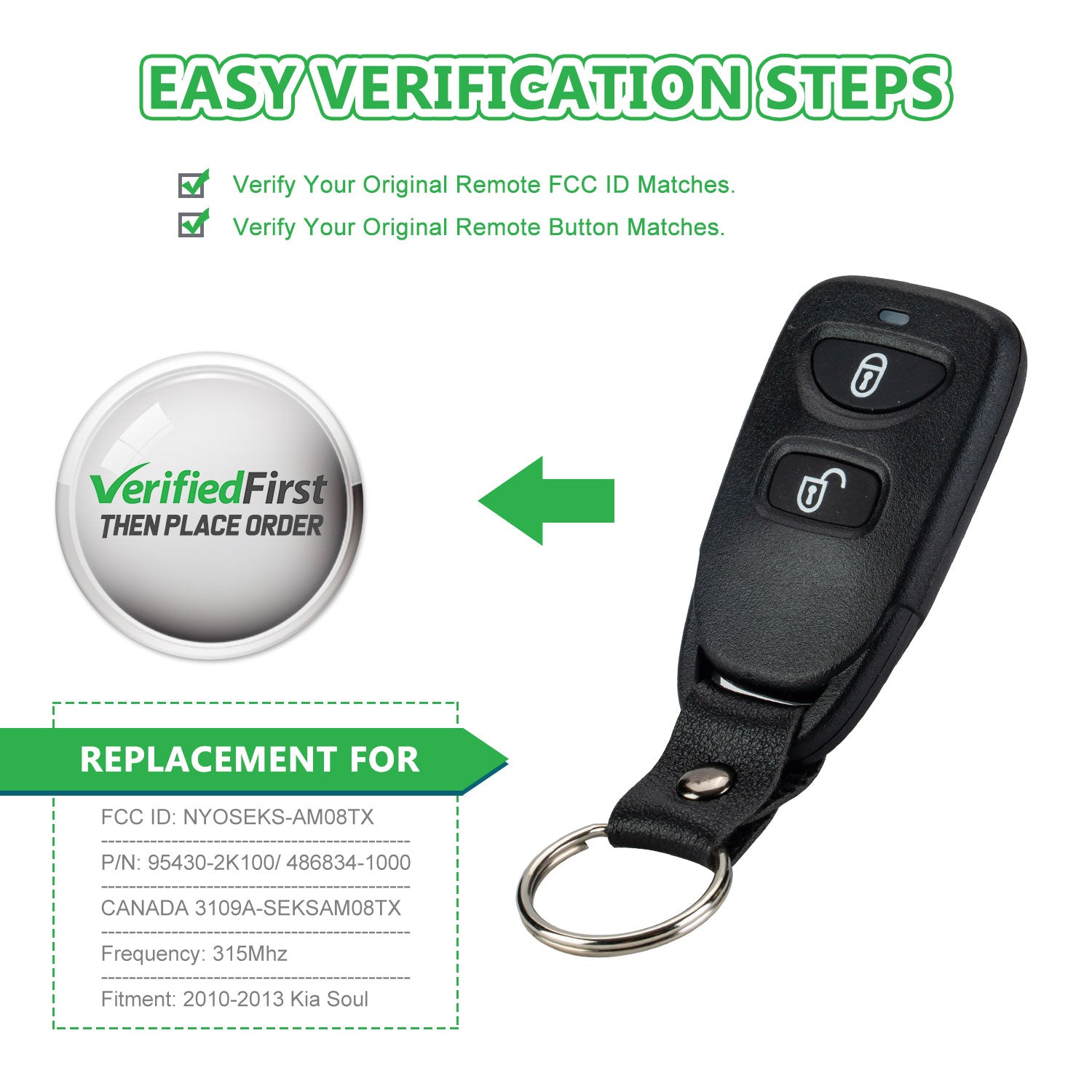 Lots of 10 Remote Car Key Fob Replacement for Kia NYOSEKS-AM08TX fits 2010 2011 2012 2013 Soul