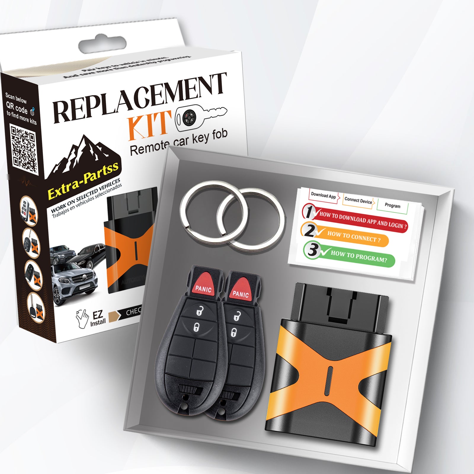 Extra-Partss Simple OBD Key Kit for Dodge IYZ-C01C or M3N5WY783X fits Grand Caravan 2008 2009 2010 2011 2012 2013 2014 2015 2016 2017 2018 2019 2020
