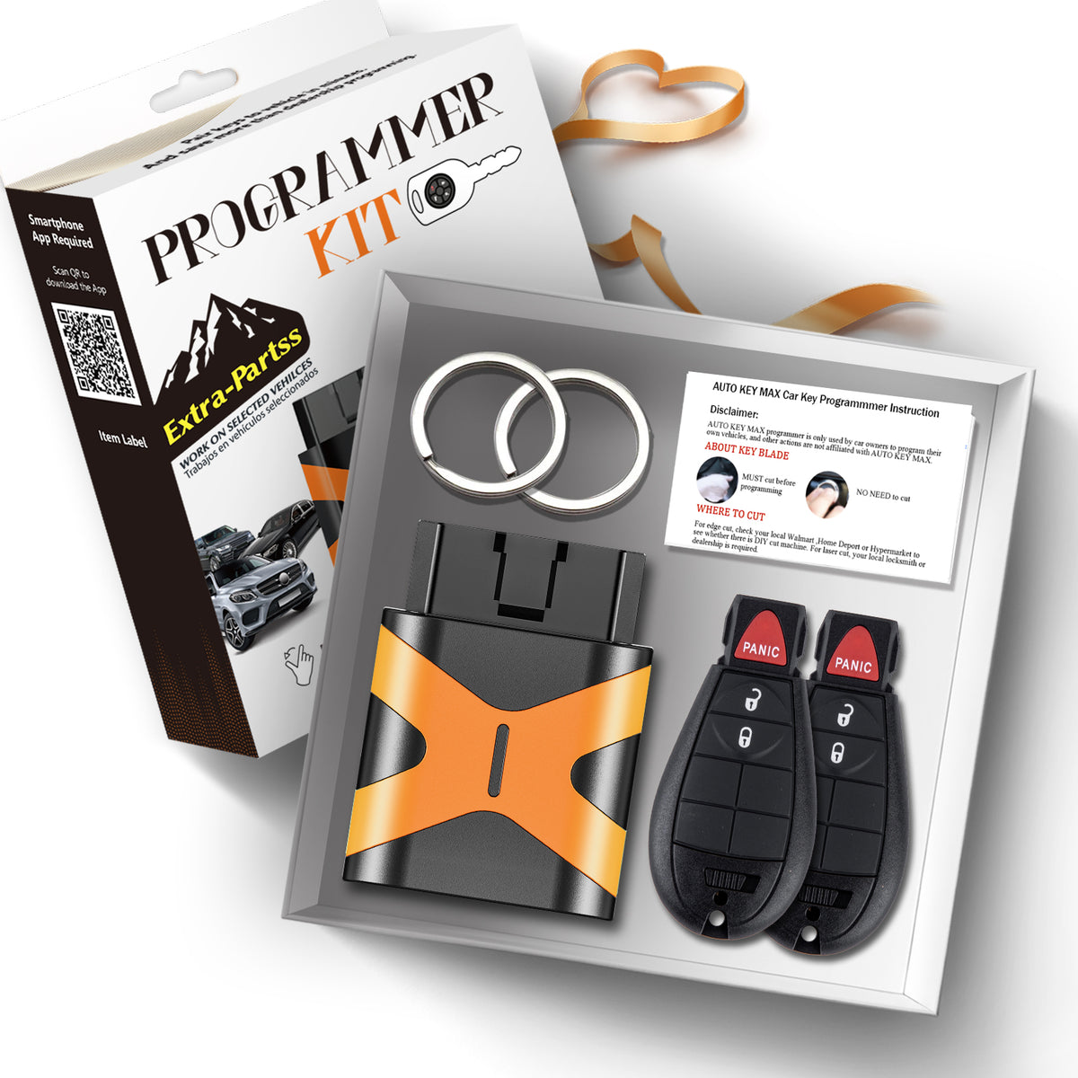 KeyCollection Self Programmable Remote Car Key Fob Replacement Kit for Dodge GQ4-53T fits Ram 2013 2014 2015 2016 2017 3Btn