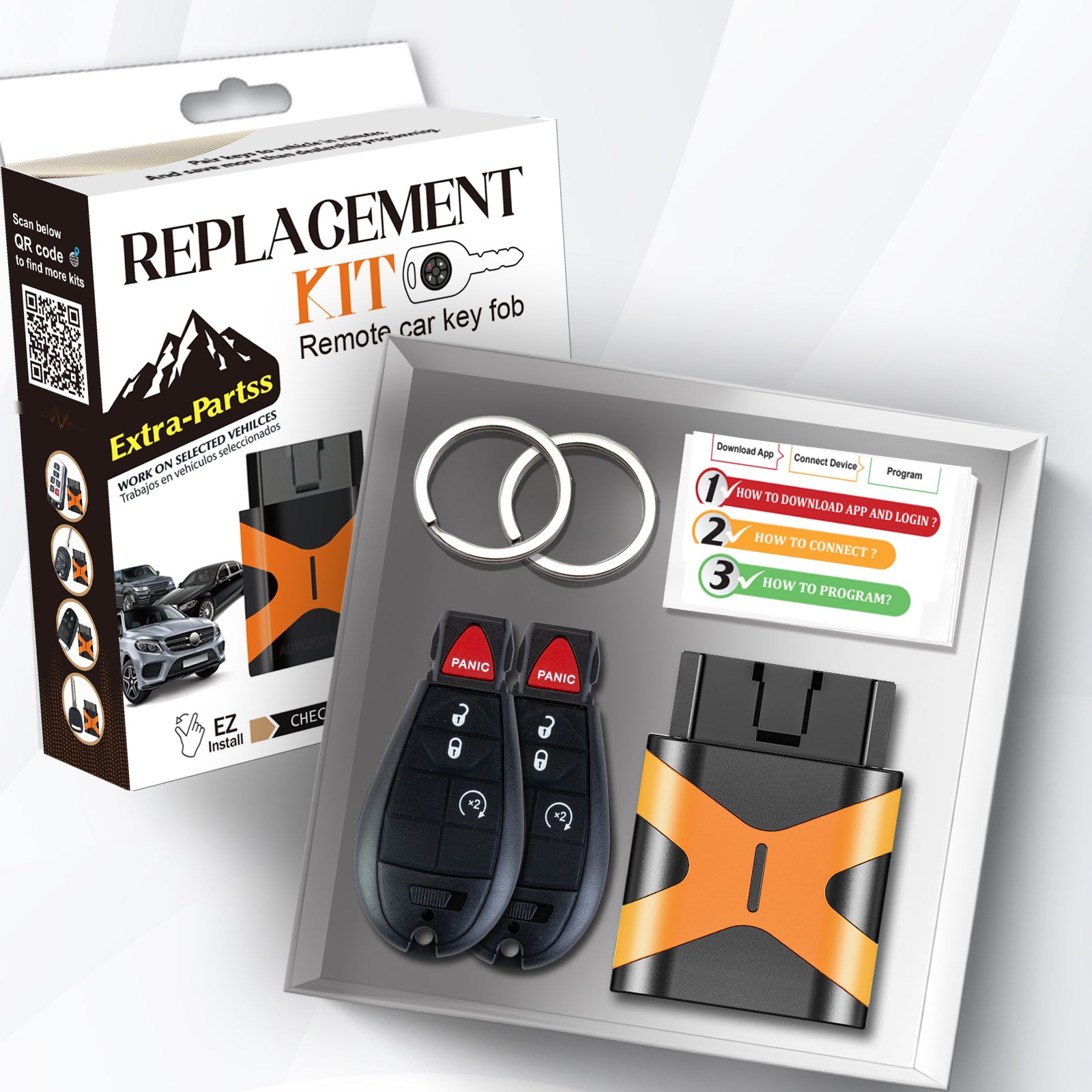 Extra-Partss Key Programmer and Remote Fob Replacement for Dodge IYZ-C01C or M3N5WY783X fit Grand Caravan 2008 2009 2010 2011 2012 2013 2014 2015 2016