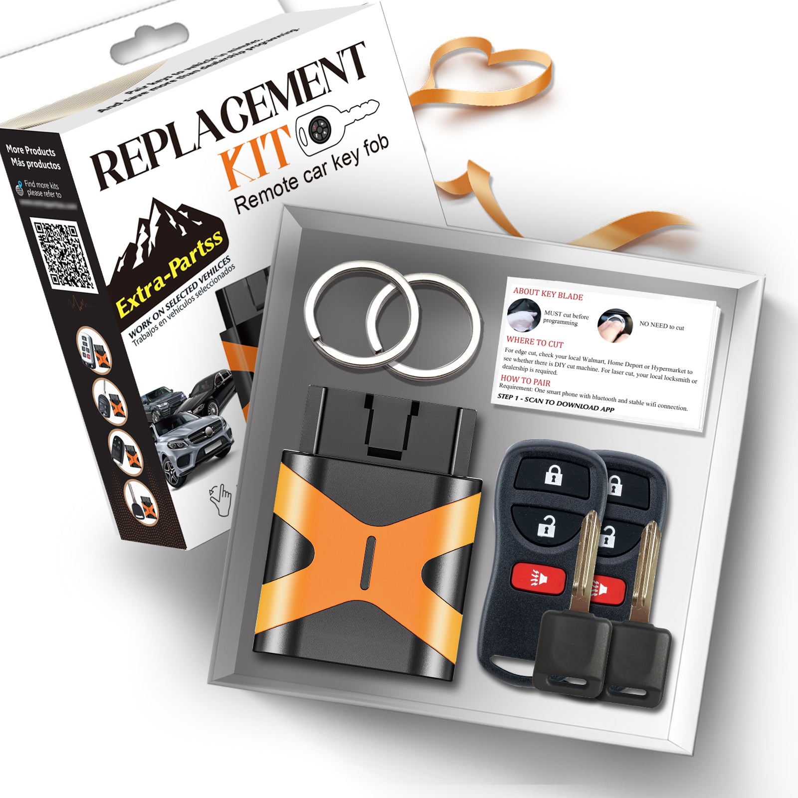 Extra-Partss Simple Key Replacement for Nissan KBRASTU15 + 46 Chip Key fits Titan 2004 2005 2006 2007 2008 2009 2010 2011 2012 2013 2014 2015 (3 Button)