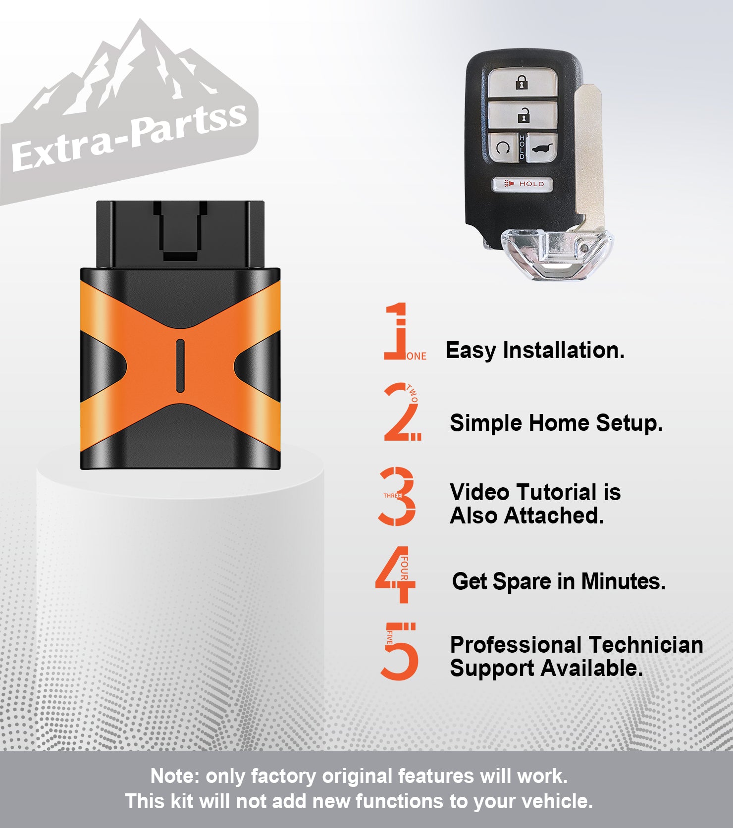 Extra-Partss Simple Key Replacement for Honda CRV CR-V 2017 2018 2019 2020 KR5V2X