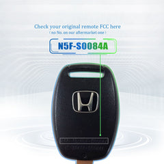 Lots of 5 Remote Car Key Fob Replacement for N5F-S0084A fits 2006 2007 2008 2009 2010 2011 Honda Civic LX