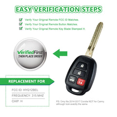 Lots of 5 Remote Car Key Fob Replacement for 2014 2015 2016 2017 Toyota Corolla HYQ12BEL H Chip