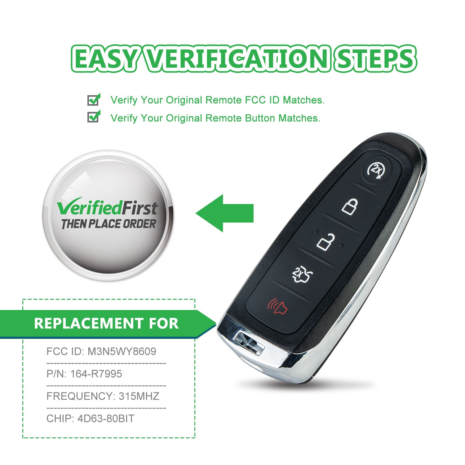 Ford Uncut High Security Smart Remote Insert Key Blade For M3N5WY8609 Lincoln