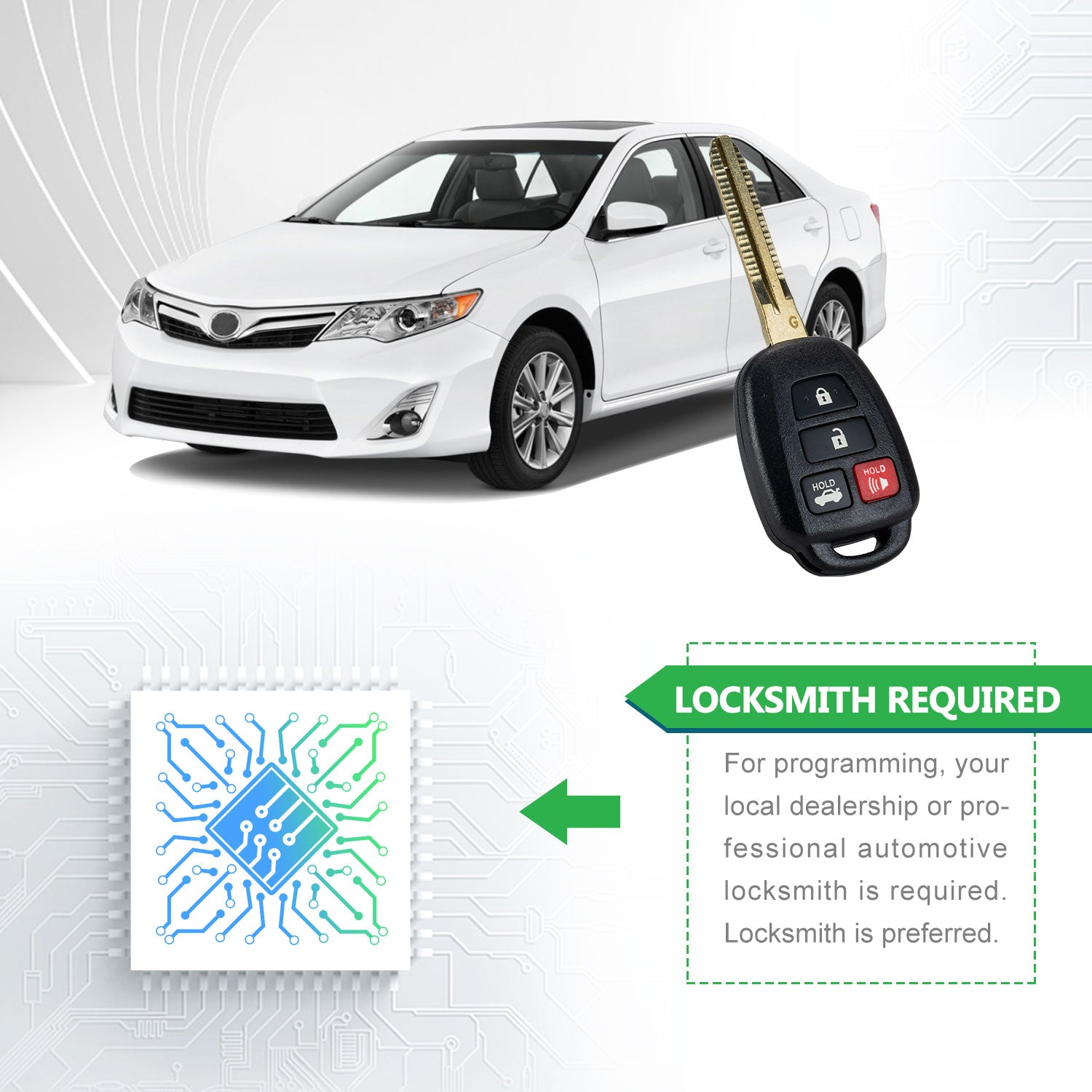 Extra-Partss Remote Car Key Fob Replacement for 2012 2013 2014 Toyota Camry HYQ12BDM G Chip