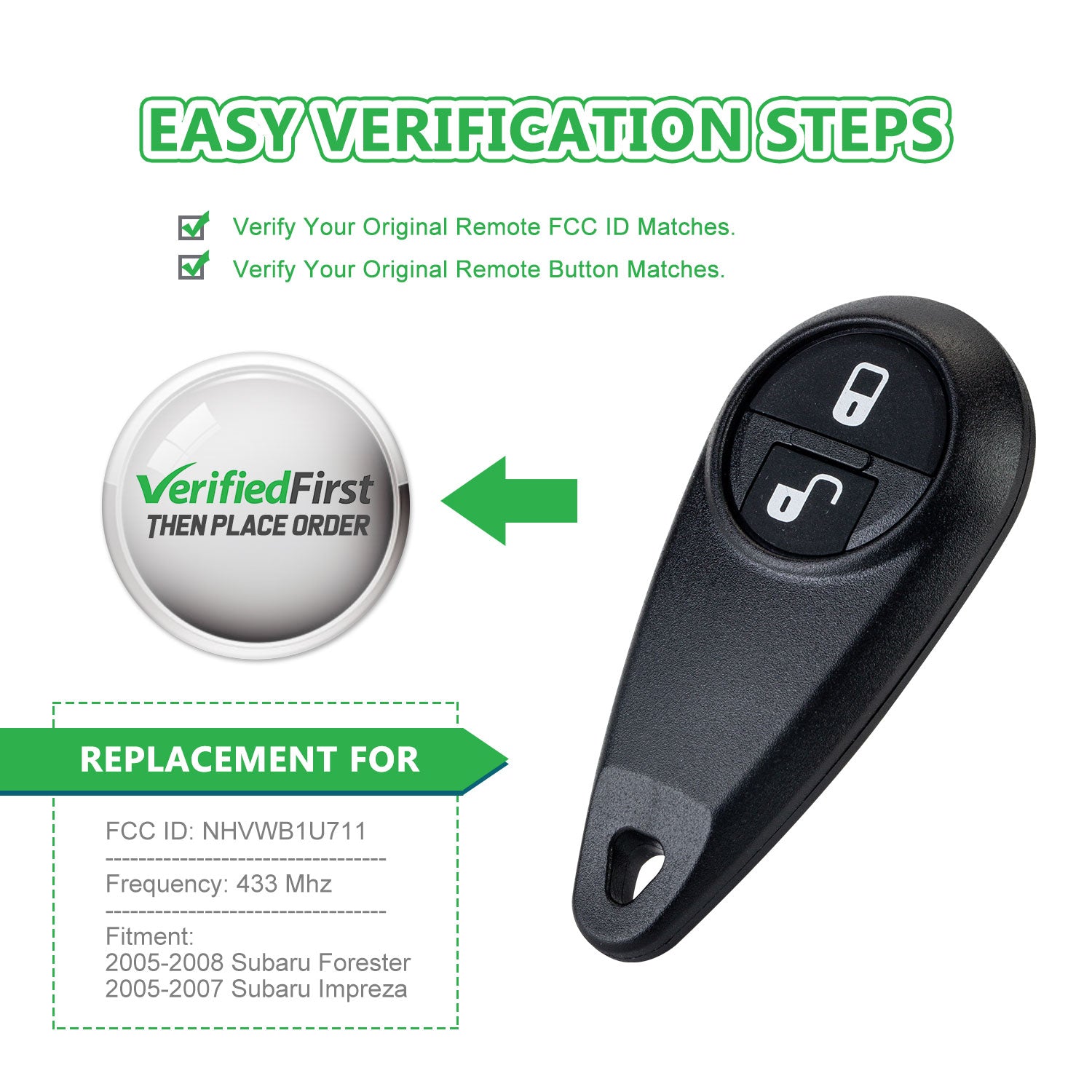 Lots of 10 Extra-Partss Remote Car Key Fob Replacement for Subaru NHVWB1U711 fits 2005 2006 2007 Impreza Forestor