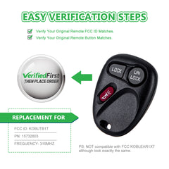 1998 1999 2000 2001 Key Fob Keyless Entry Remote fits Chevy Astro Blazer S10 Silverado Suburban Tahoe/GMC Jimmy Safari Sierra Sonoma Yukon/Oldsmobile Bravada (KOBUT1BT, 15732803)