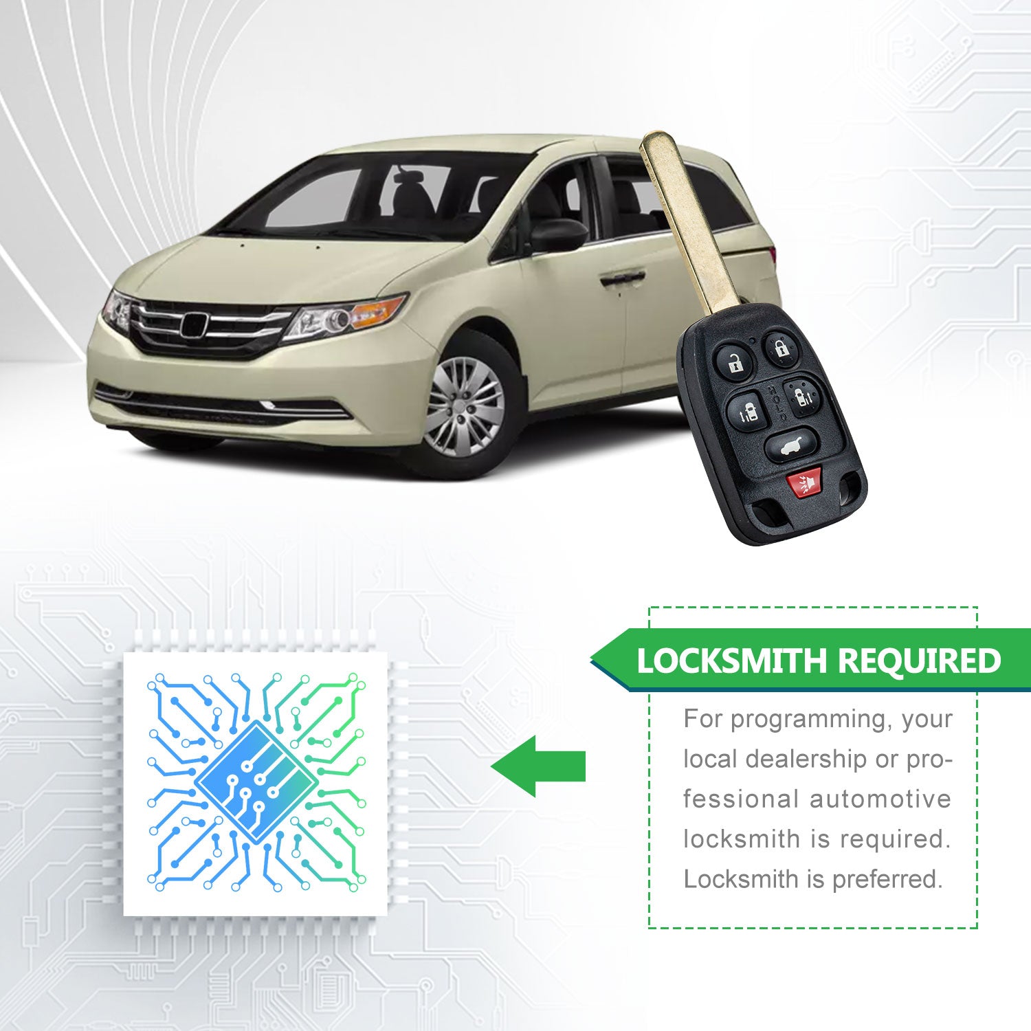 Extra-Partss Remote Car Key Fob Replacement for Honda N5F-A04TAA fits 2011 2012 2013 2014 Odyssey 6 Button