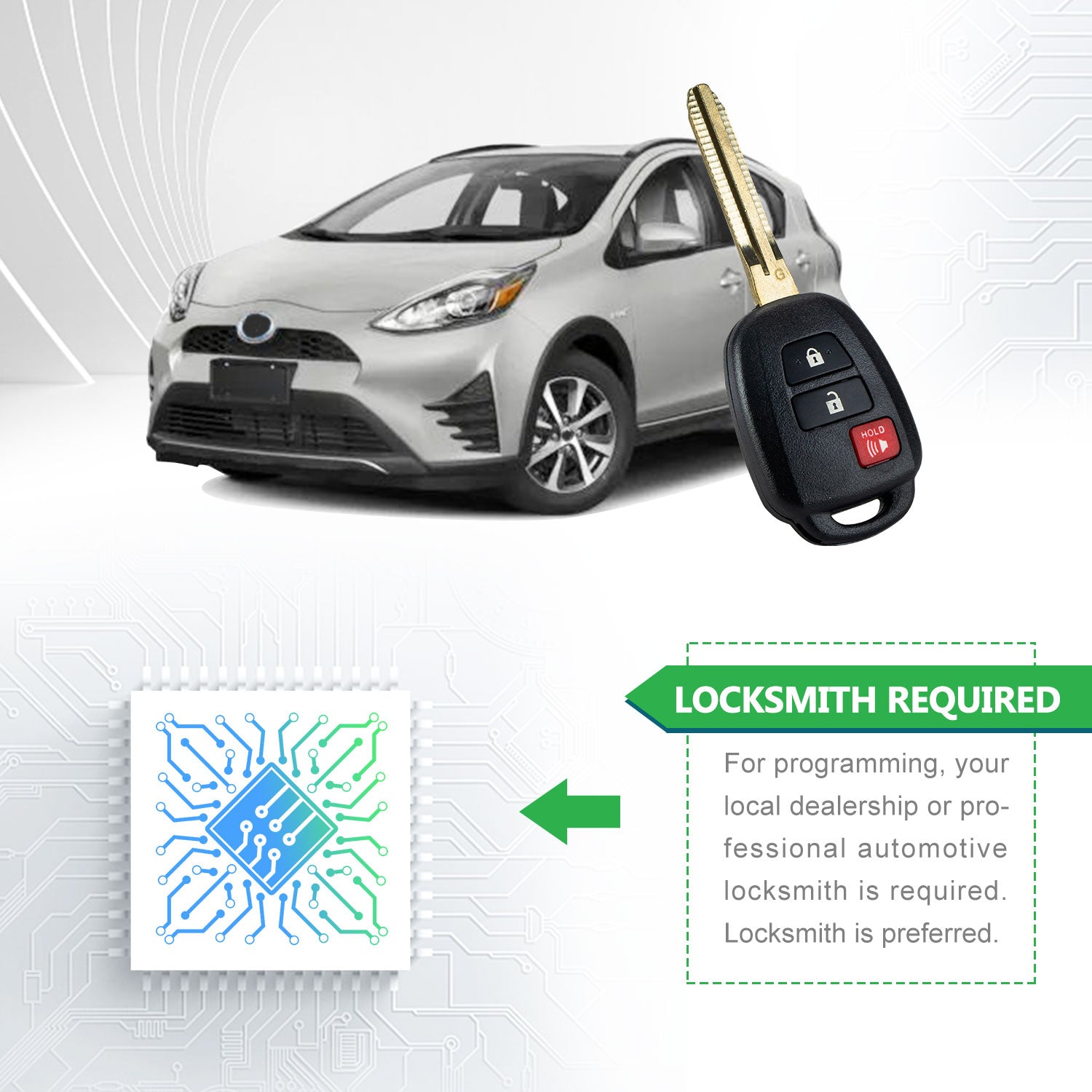 Lots of 10 Remote Car Key Fob Replacement for 2012 2013 2014 2015 2016 Toyota Prius C HYQ12BDM G Chip