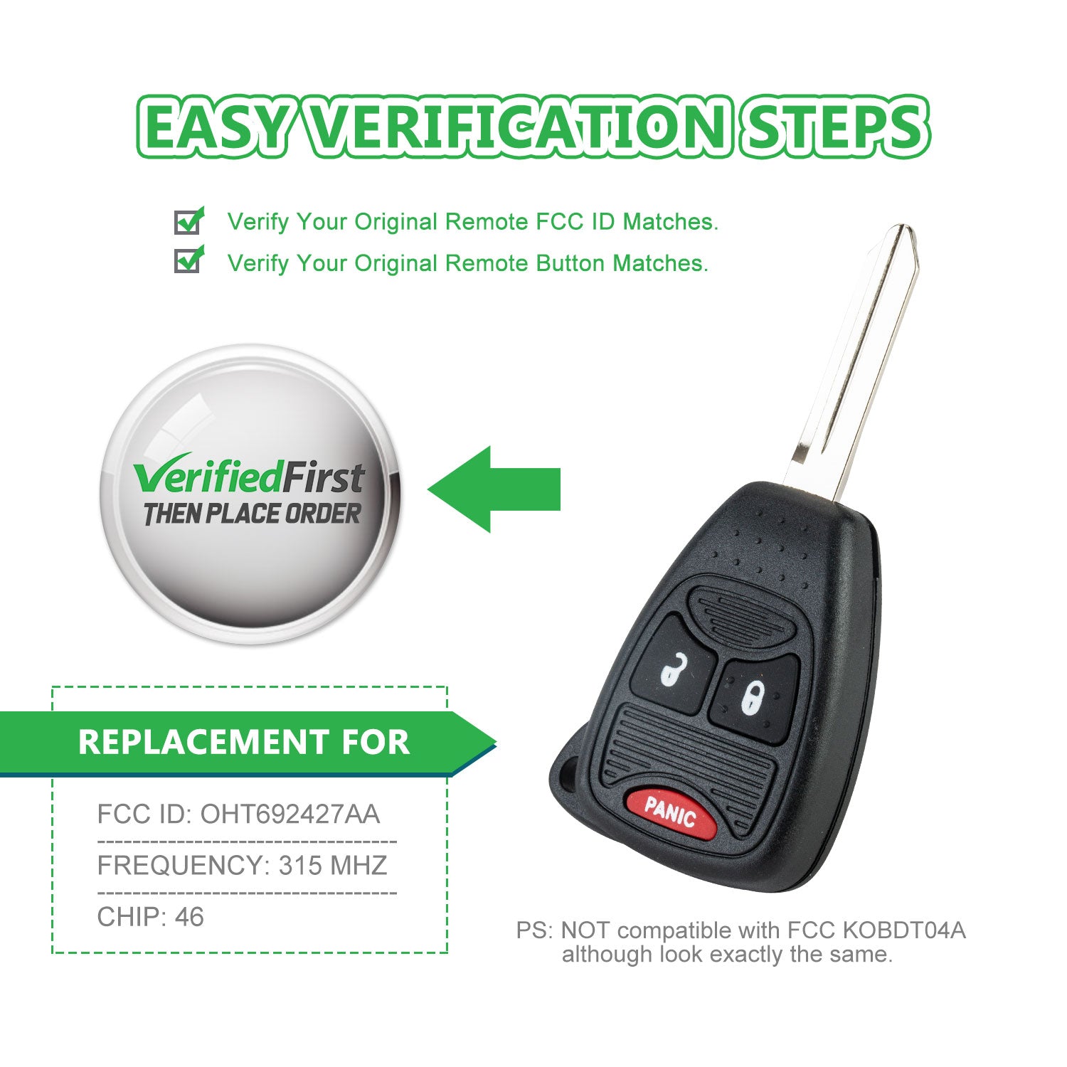 Lots of 10 Remote Car Key Fob Replacement for Dodge OHT692427AA M3N5WY72XX fits 2004 2005 2006 2007 2008 Durango