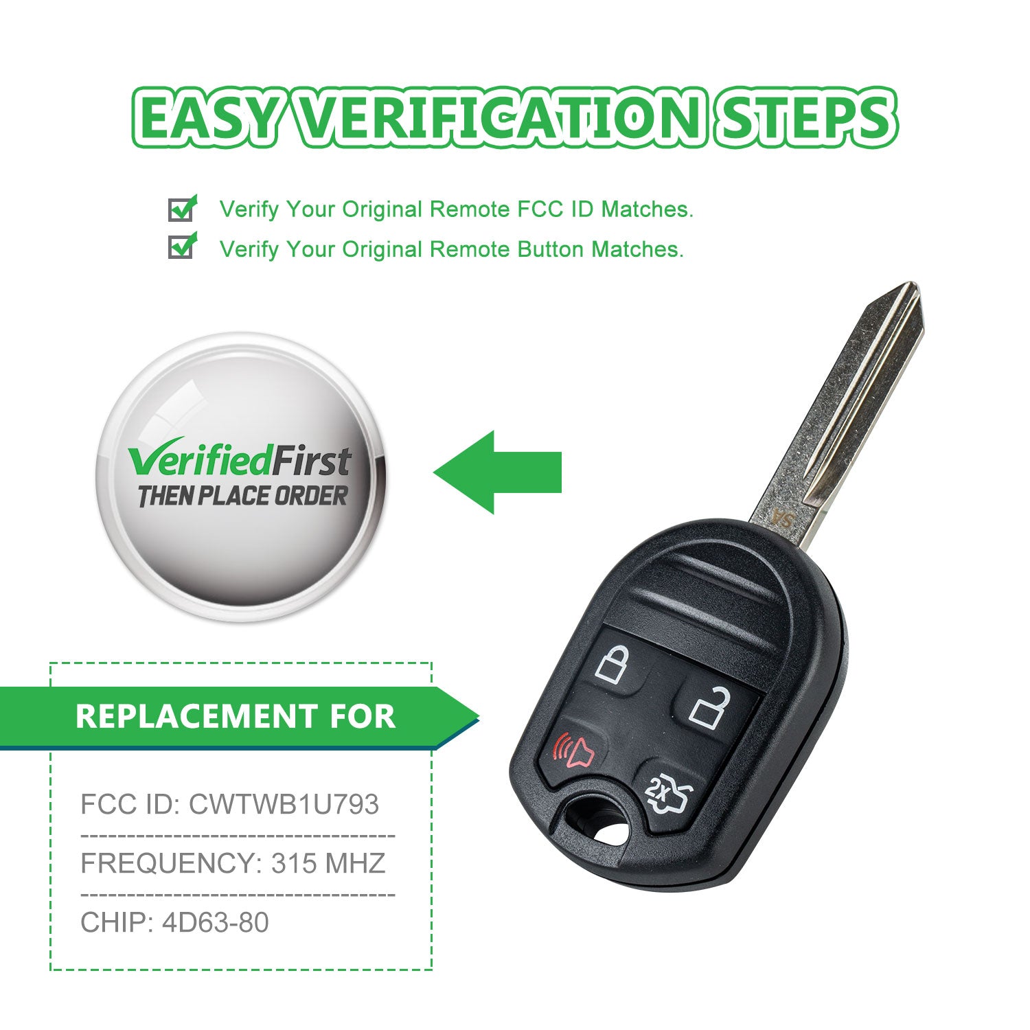 Extra-Partss Remote Car Key Fob Replacement for Ford CWTWB1U793 fits Mustang Escape 2005 2006 2007 2008 2009 2010 2011 2012