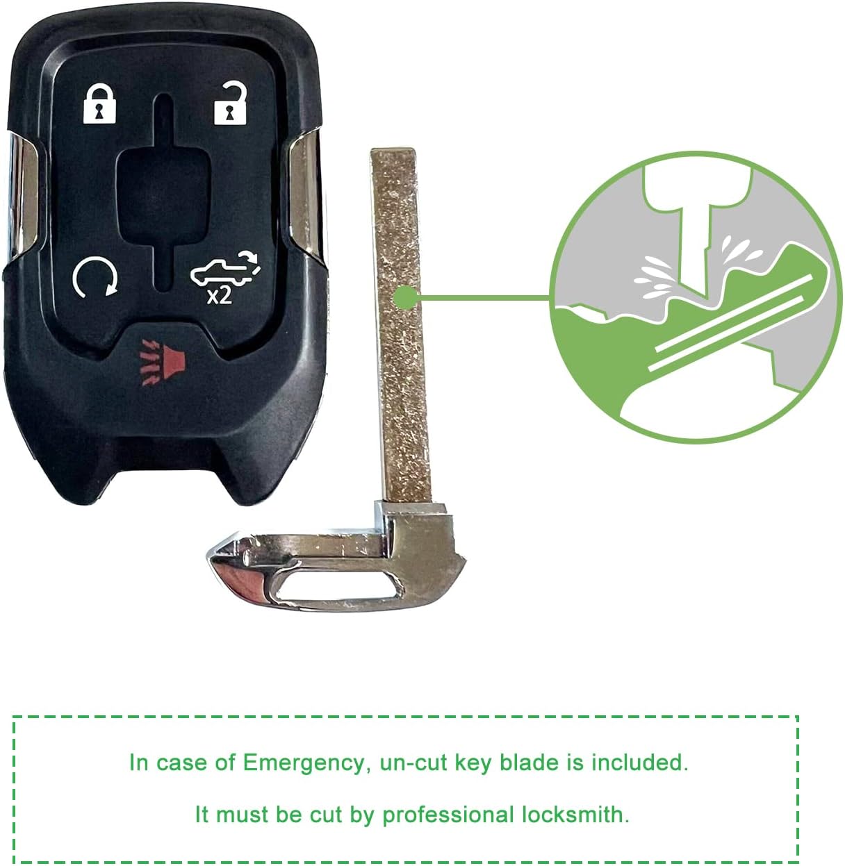 Extra-Partss Car Key Fob Replacement for GMC Sierra Chevy Silverado with Tailgate Smart Remote HYQ1ES 13522854 13522904