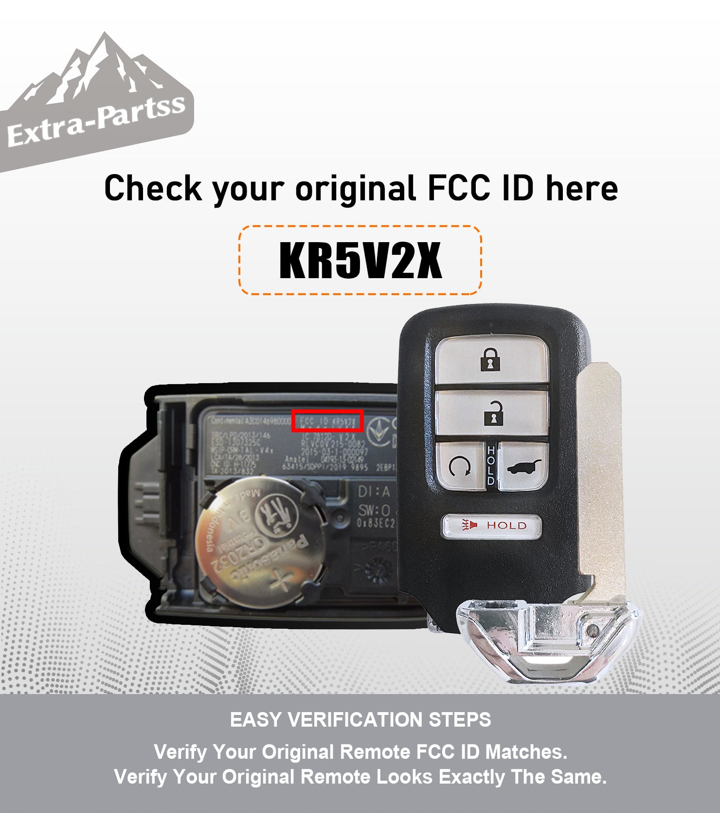 Extra-Partss Simple Key Replacement for Honda CRV CR-V 2017 2018 2019 2020 KR5V2X