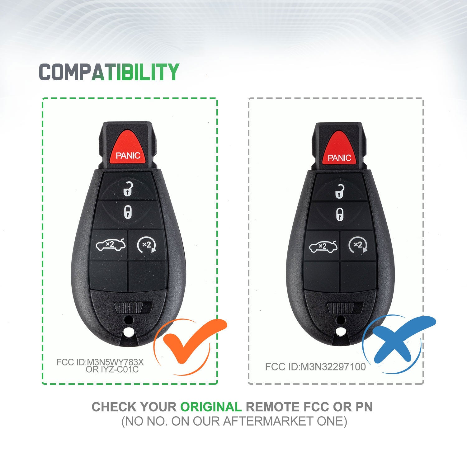 Lots of 10 Extra-Partss Remote Car Key Fob Replacement for Dodge IYZ-C01C or M3N5WY783X fits 2008 2009 2010 2011 2012 2013 Durango 5 Button