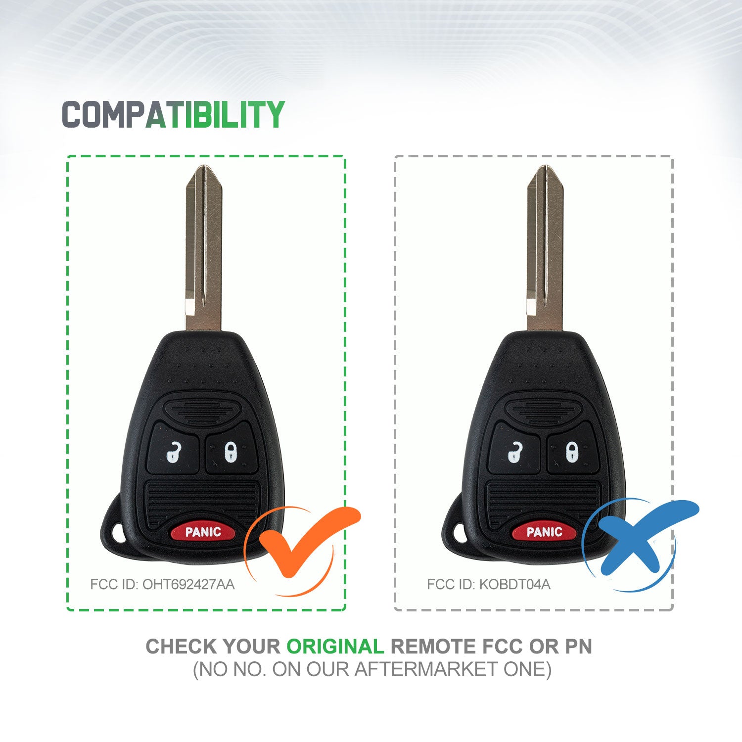 Lots of 10 Remote Car Key Fob Replacement for Dodge OHT692427AA M3N5WY72XX fits 2004 2005 2006 2007 2008 Durango