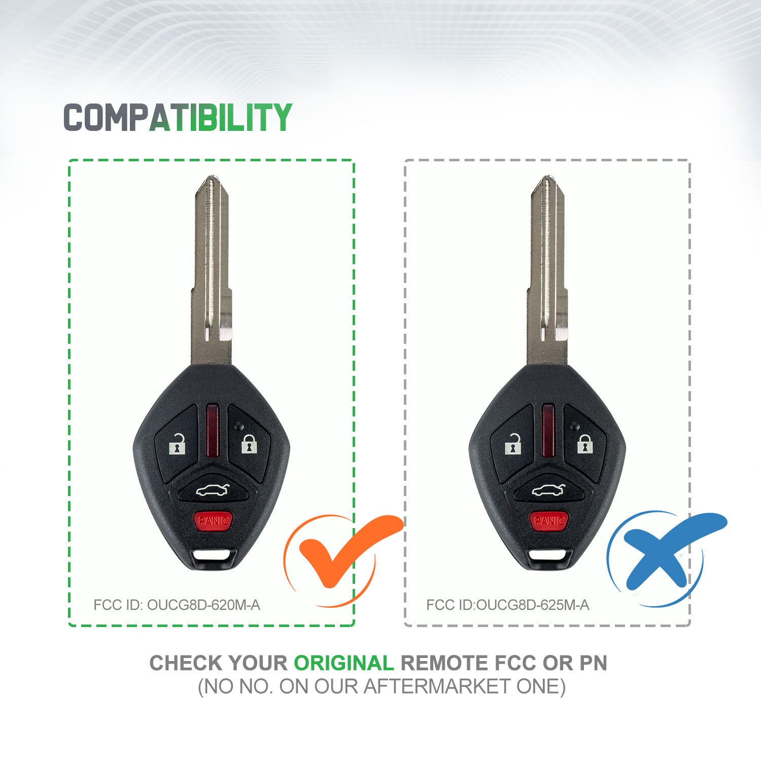 Extra-Partss Car Remote Fob Replacement for Mitsubishi OUCG8D-620M-A with Wide Right-Blade fits 2008 2009 2010 2011 2012 Galant Eclipse