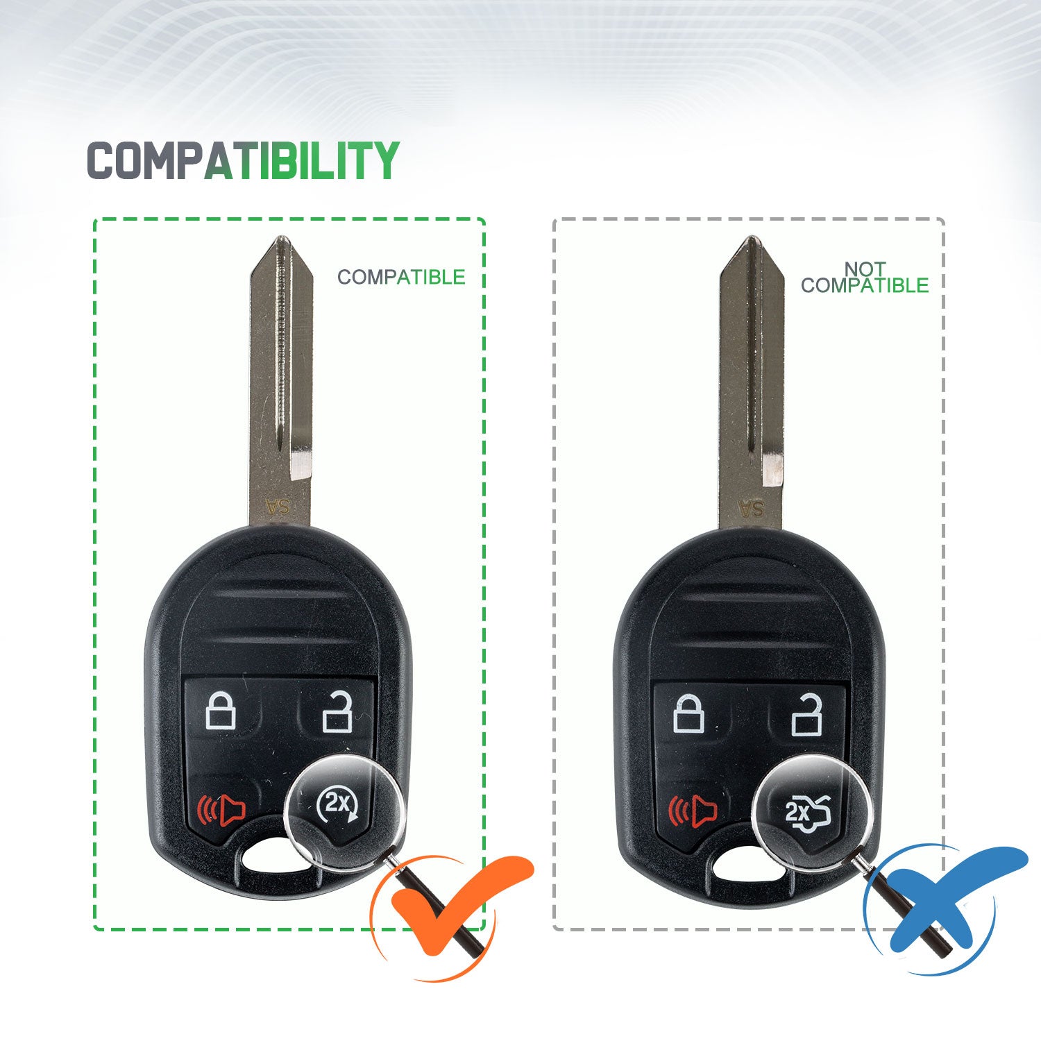 Car Key Fob Keyless Entry Remote Start fits Ford, Lincoln, Mercury, Mazda (CWTWB1U793 4-btn) - Guaranteed to Program