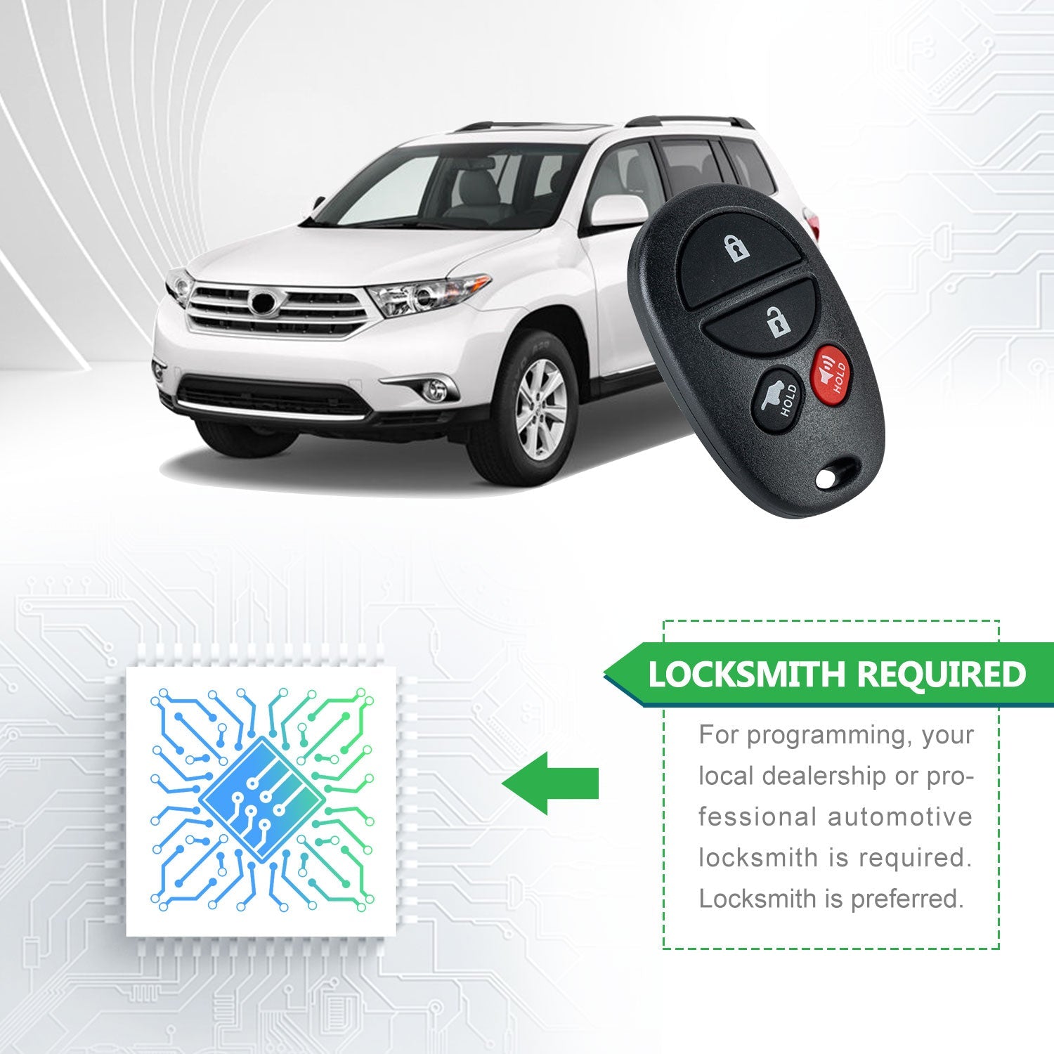 Lots of 5 Extra-Partss Car Remote Fob Replacement for Toyot-a GQ43VT20T fits 2008 2009 2010 2011 2012 2013 2014 2015 Sequoia Highlander