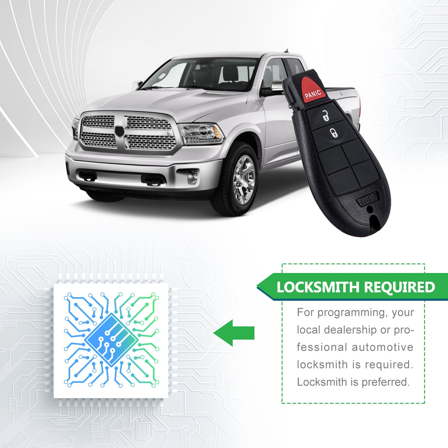 Extra-Partss Car Remote Fob Replacement for Dodge GQ4-53T fits 2013 2014 2015 2016 2017 Ram 3 Button