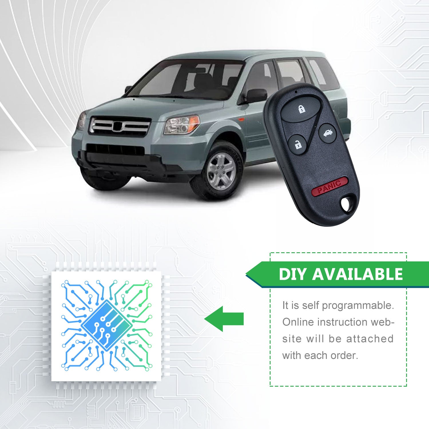 Extra-Partss Remote Car Key Fob Replacement for Honda A269ZUA101 fits 2003 2004 2005 2006 2007 Pilot