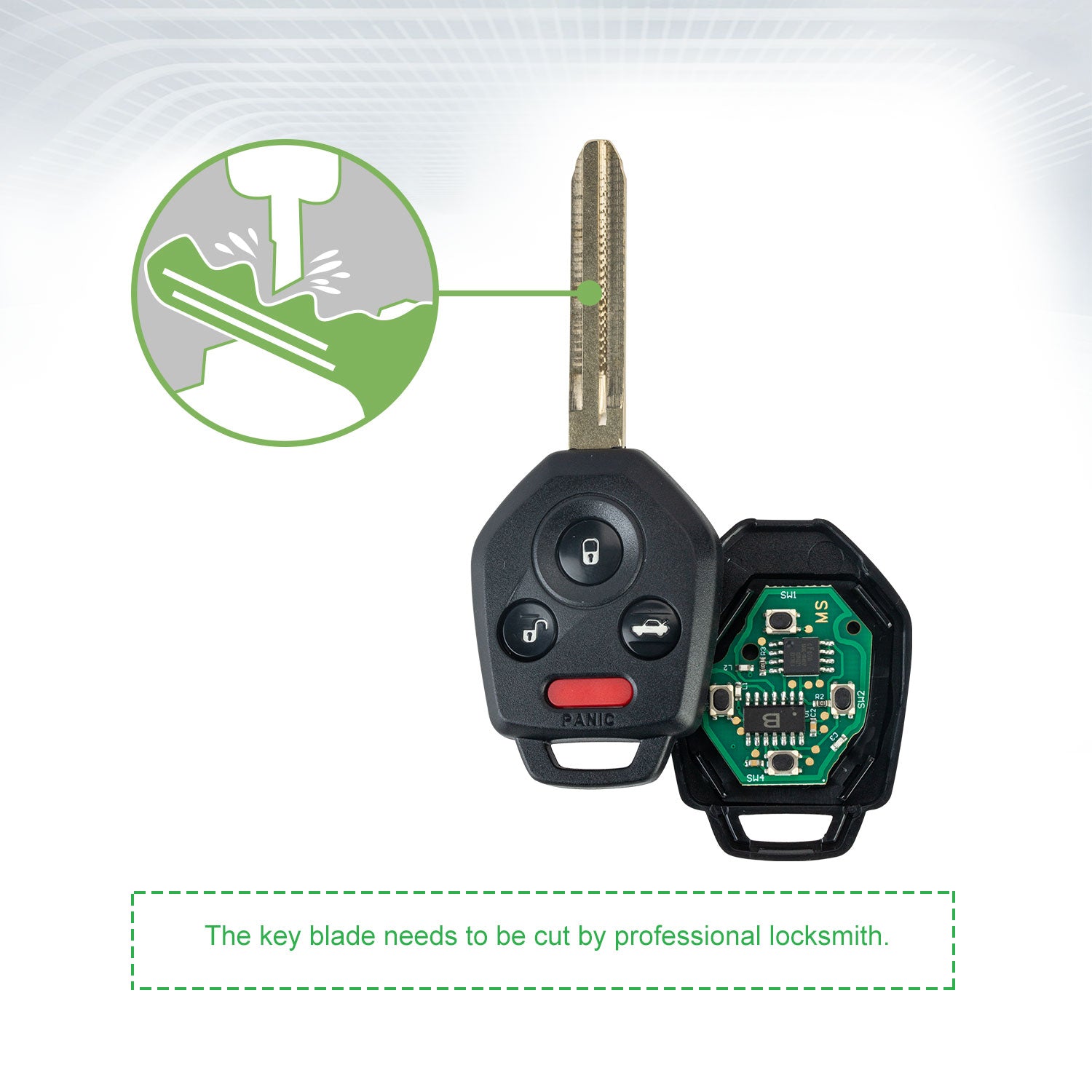Extra-Partss Remote Car Key Fob Replacement for Subaru CWTWB1U811 57497-FJ230 fits 2014 2015 2016 2017 Impreza Forester B110 Keyway