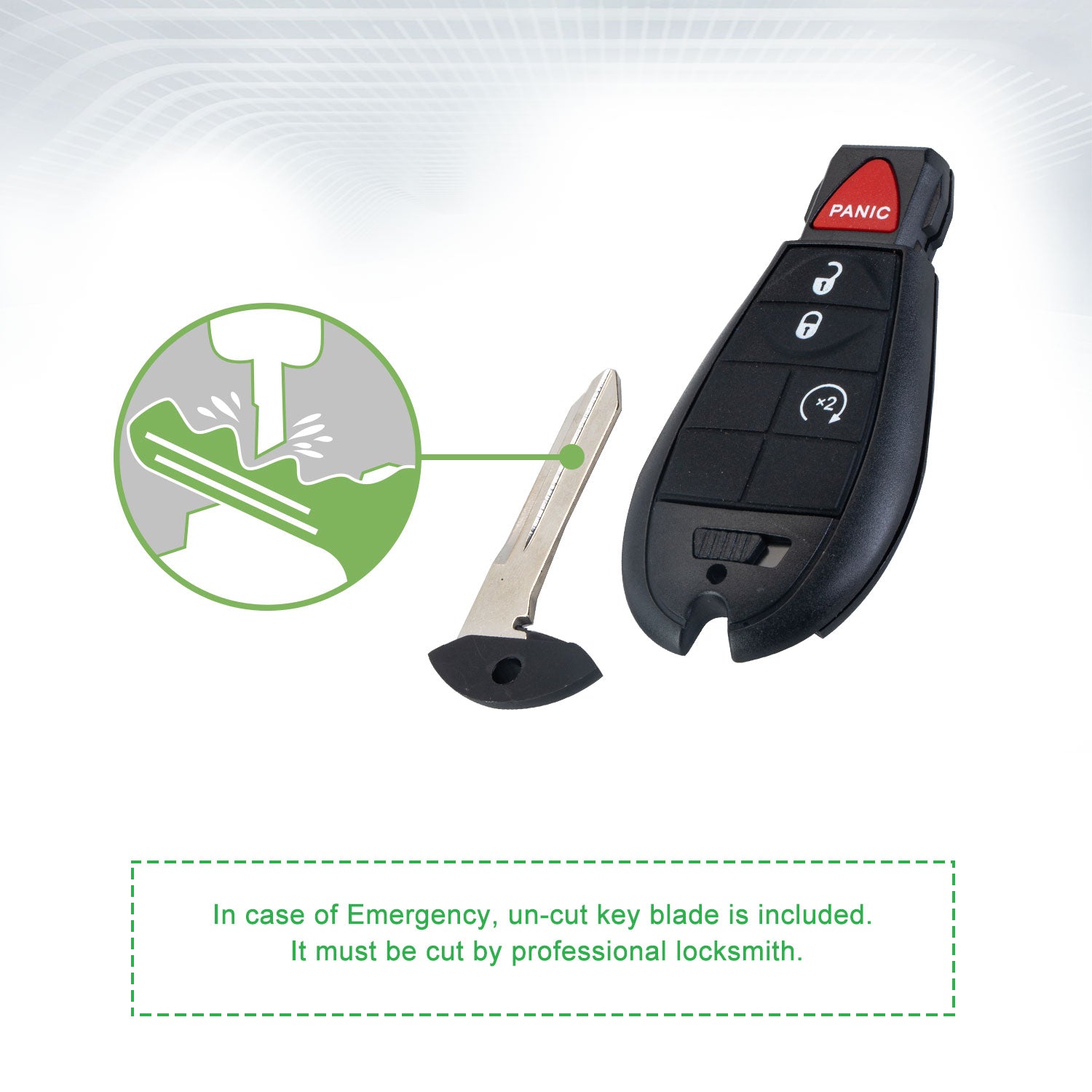 Extra-Partss Car Remote Fob Replacement for Dodge GQ4-53T fits 2013 2014 2015 2016 2017 Ram 1500 2500 3500 4 Button