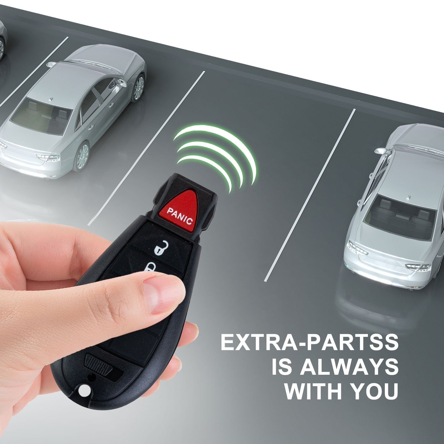 Lots of 10 Extra-Partss Keyless Remote Car Key Fob Replacement for Dodge IYZ-C01C or M3N5WY783X fits 2009 2010 2011 2012 Ram 1500 2500 3500 4 Button
