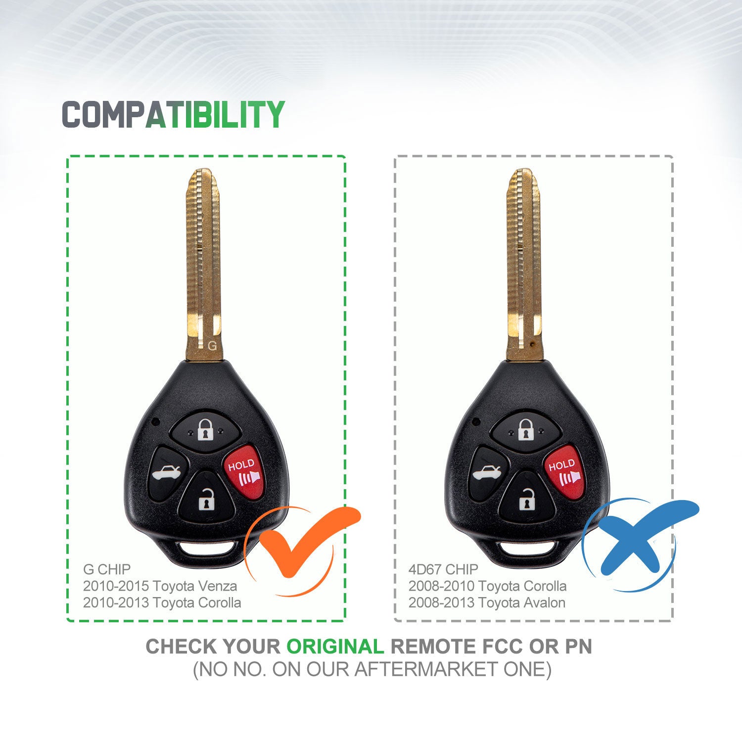 Lots of 5 Remote Car Key Fob Replacement for Toyota GQ4-29T G Chip fits 2010 2011 2012 2013 Corolla