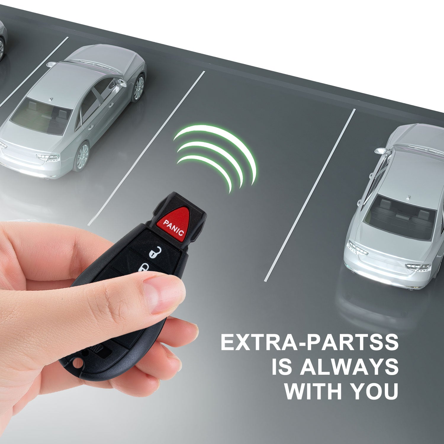 Extra-Partss Car Remote Fob Replacement for Dodge GQ4-53T fits 2013 2014 2015 2016 2017 Ram 1500 2500 3500 4 Button