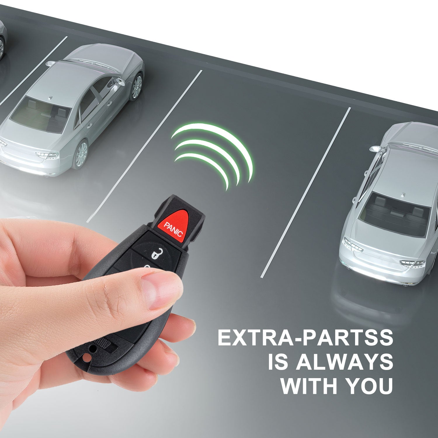 Lots of 10 Extra-Partss Remote Car Key Fob Replacement for Dodge IYZ-C01C or M3N5WY783X fits 2008 2009 2010 2011 2012 2013 Durango 5 Button
