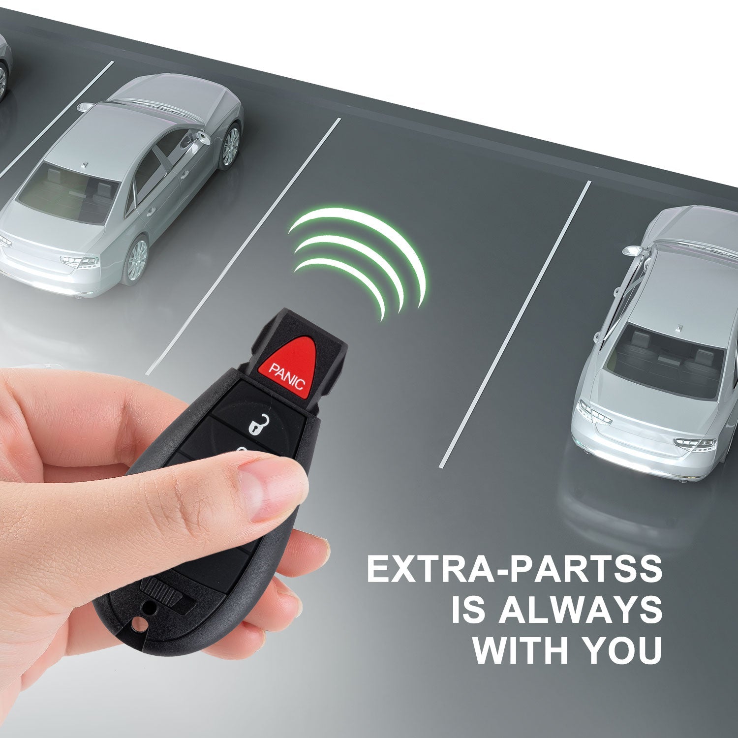 Lots of 10 Extra-Partss Keyless Remote Car Key Fob Replacement for Dodge IYC-C01C or M3N5WY783X fits Ram 1500 4 Button