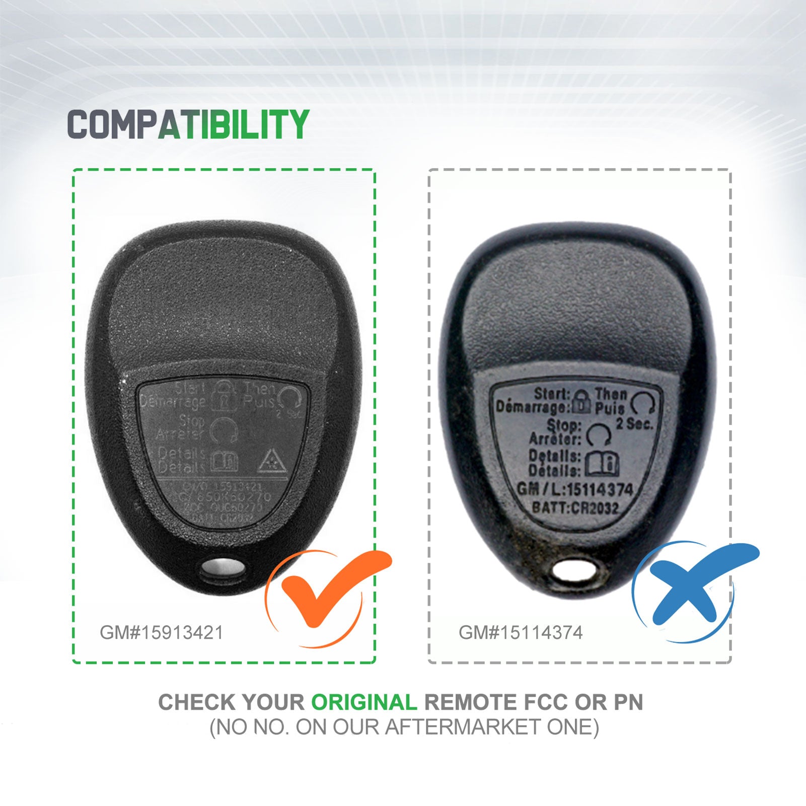Extra-Partss Car Remote Fob Replacement for OUC60270 15913421 fits 2007 2008 2009 2010 2011 2012 2013 Chevy Silverado 4 Button