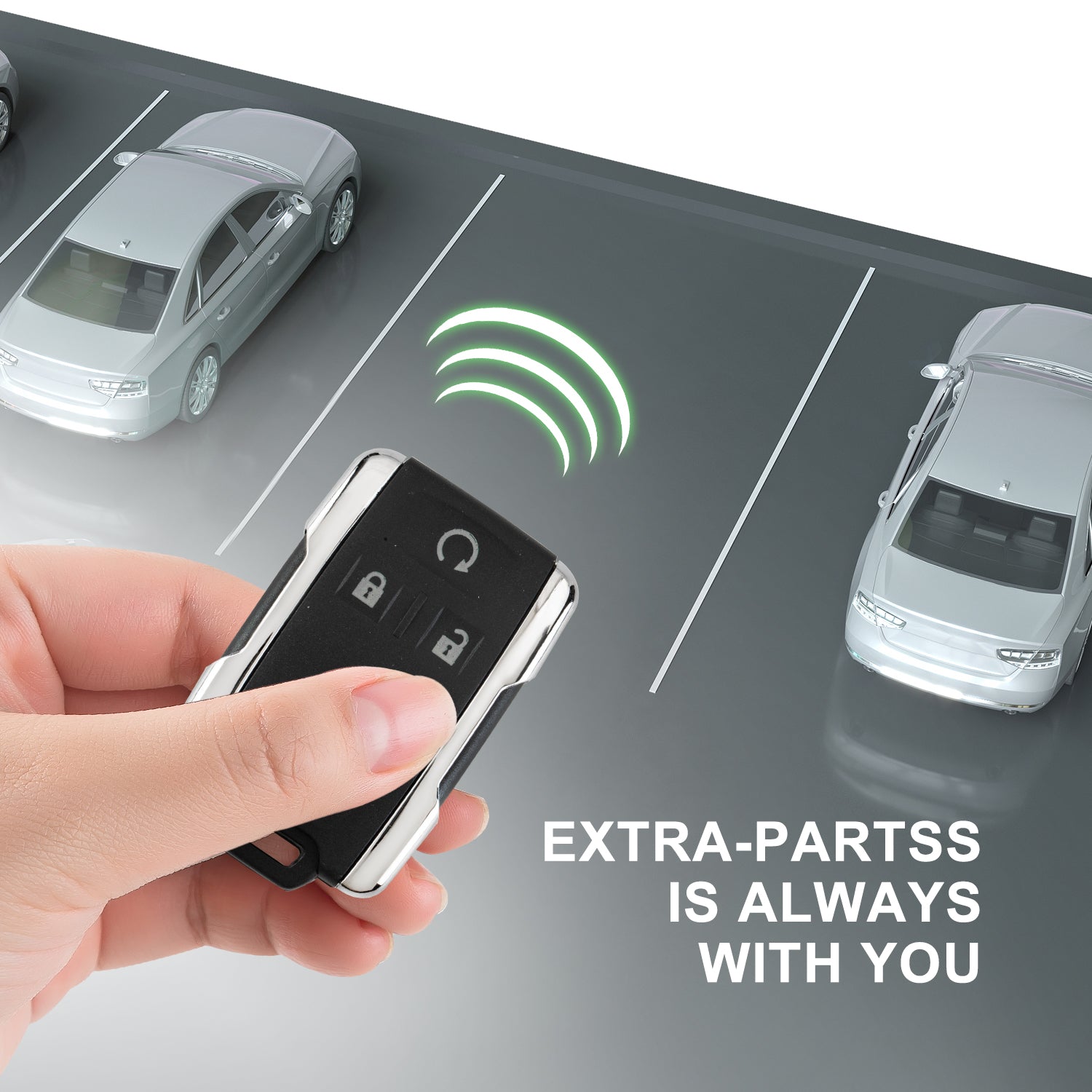 Extra-Partss Remote Car Key Fob Replacement for GMC M3N-32337100 13577770 13580082 fits 2014 2015 2016 2017 Sierra 4 Button