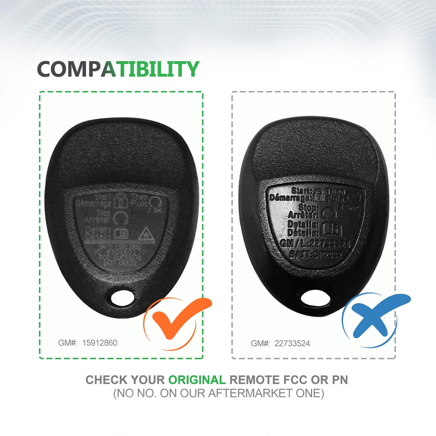 Extra-Partss Keyless Remote Car Key Fob Replacement for 2006-2007 Cadillac DTS/2006-2011 Buick Lucerne/2006-2013 Chevy Impala/2006-2007 Chevy Monte Carlo 5 Button Remote OUC60270 15912860