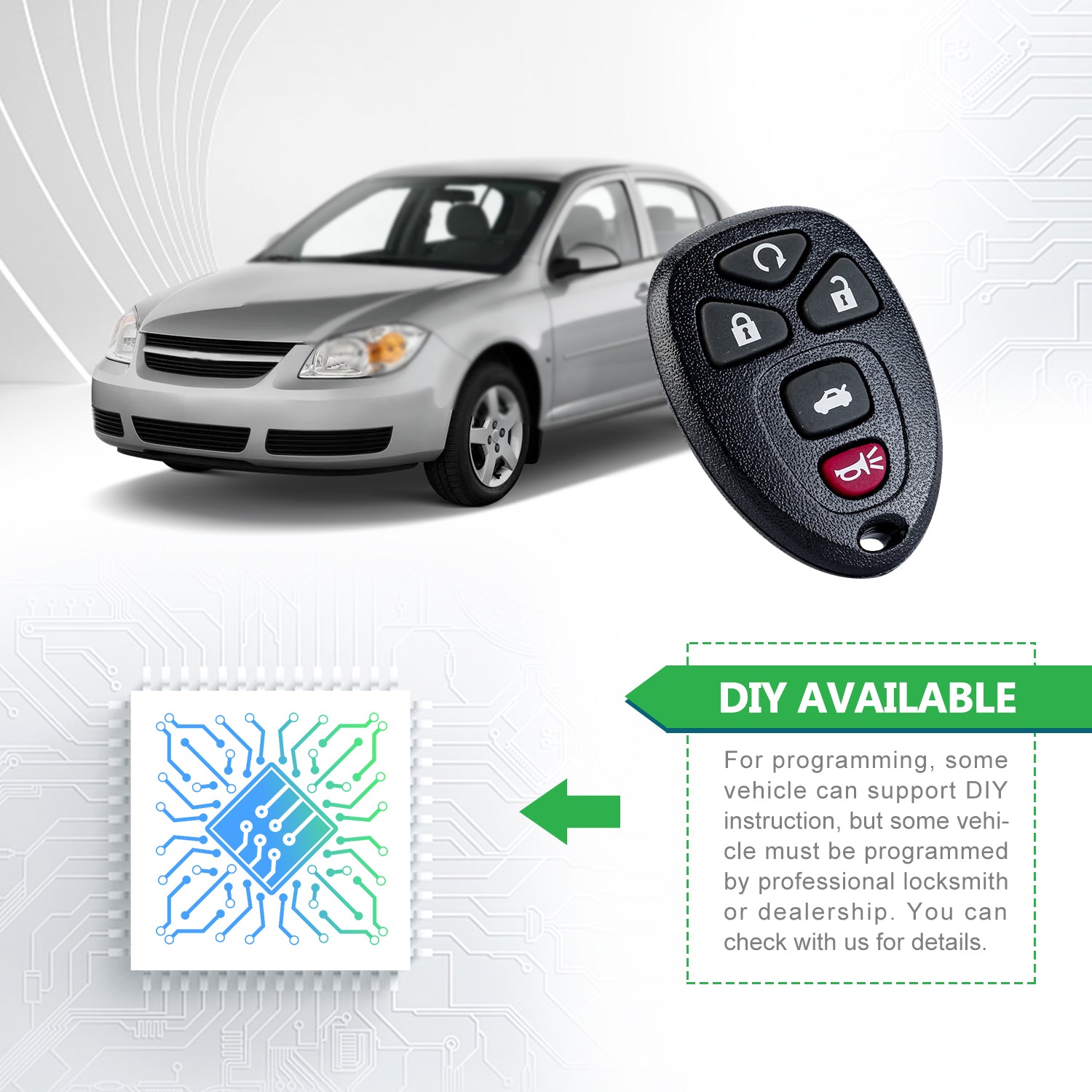 Extra-Partss Keyless Remote Car Key Fob Replacement for Lacrosse Cobalt Malibu G5 G6 Grand Prix Aura Sky 5 Button Remote KOBGT04A 22733524