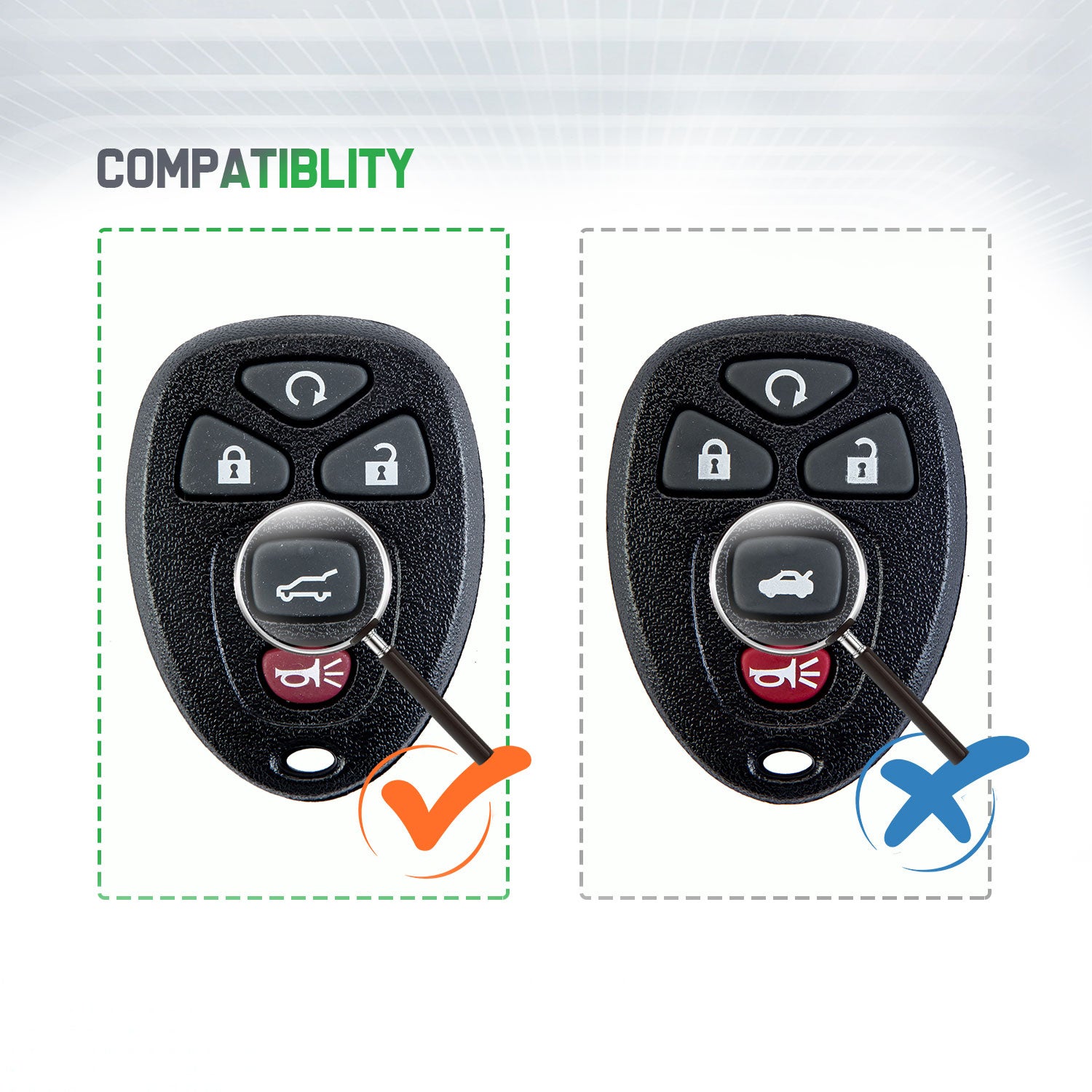 Extra-Partss Car Key Fob Replacement for Selected GM Chevy Keyless Entry 5 Button Remote OUC60270 22936101