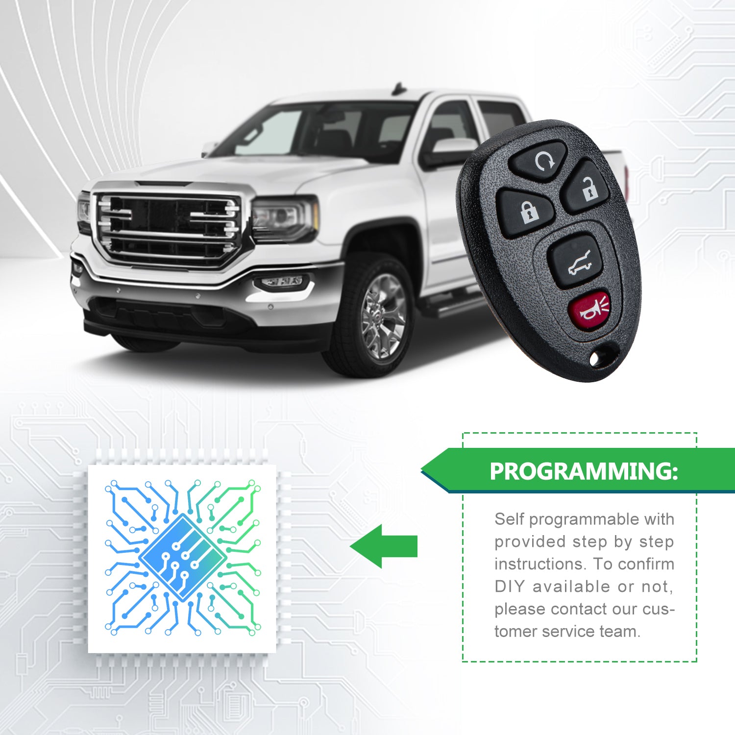 Extra-Partss Car Key Fob Replacement for Selected GM Chevy Keyless Entry 5 Button Remote OUC60270 22936101