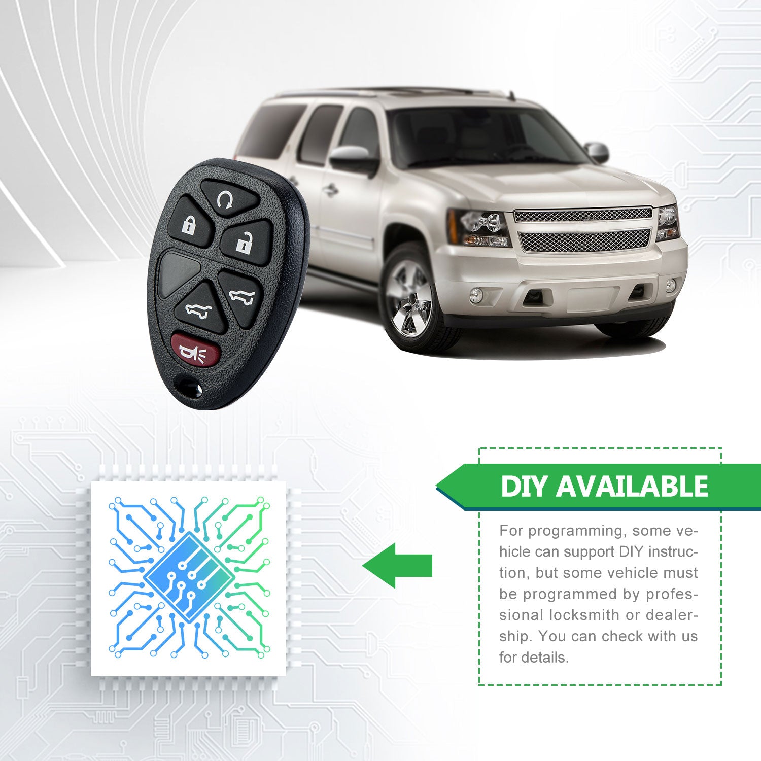 Extra-Partss Car Remote Fob Replacement for OUC60270 15913427 fits 2007 2008 2009 2010 2011 2012 2013 2014 Chevy Tahoe Suburban