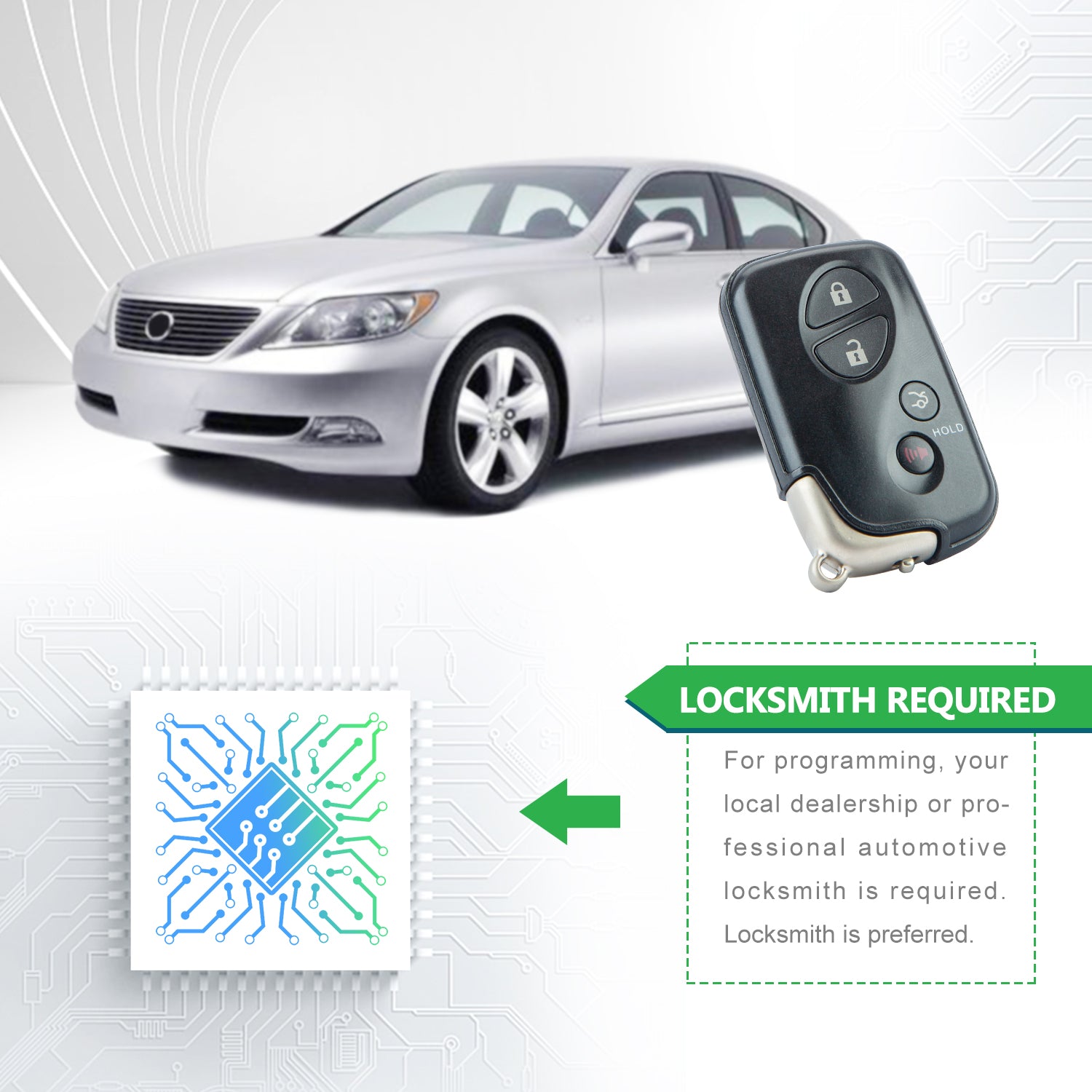 Extra-Partss Smart Car Key Fob Replacement for Lexus ES350 GS300 GS350 GS430 GS450h GS460 IS250 IS350 LS600h Proximity 4 Button Remote HYQ14AAB 271451-0140