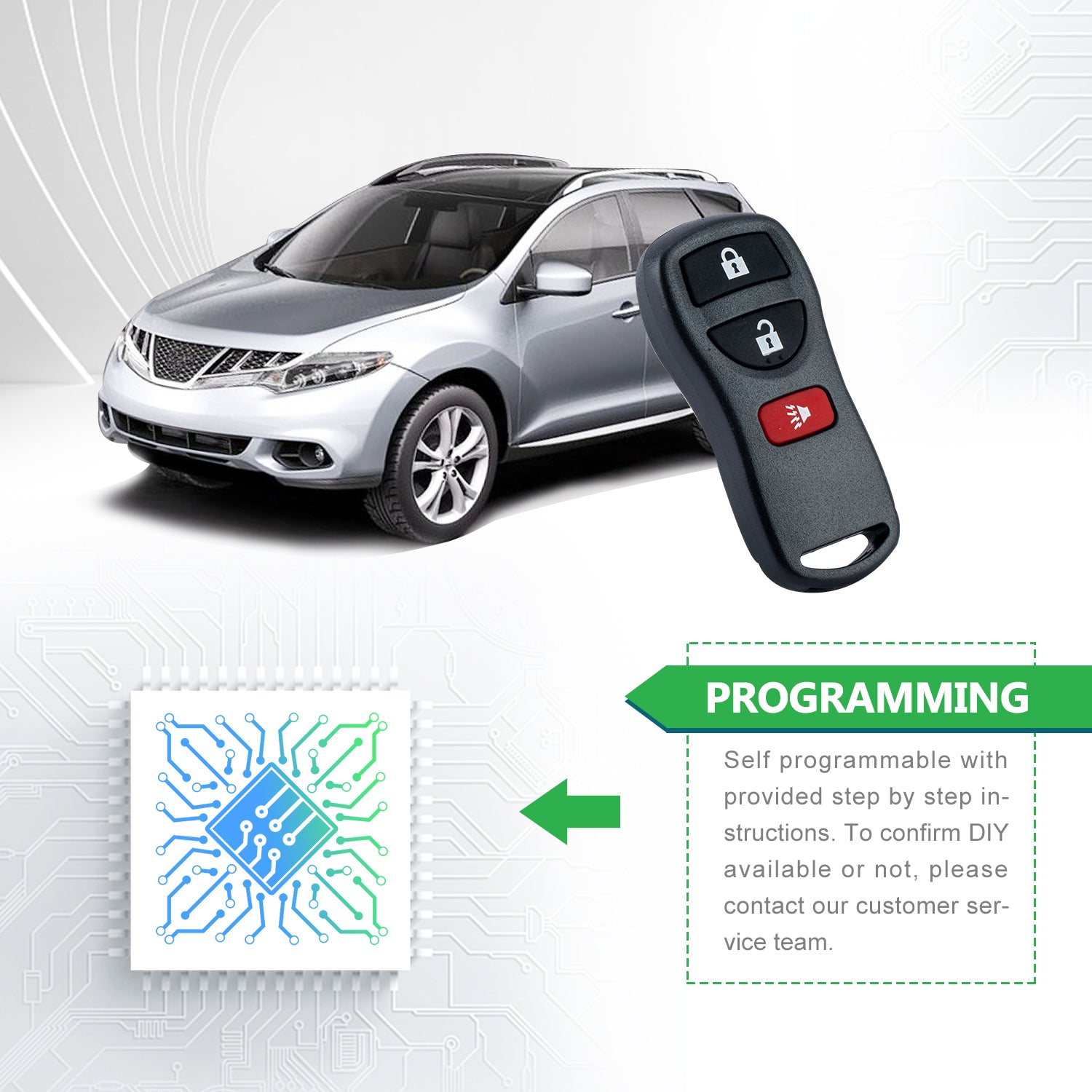 Key Fob Keyless Entry Remote fits Nissan Frontier Armada Murano Pathfinder Quest Sentra Titan Versa Xterra/Infiniti QX4 FX35 FX45 (KBRASTU15)