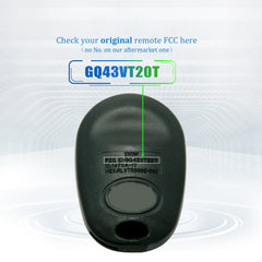 Key Fob Keyless Entry Remote fits Toyota Tacoma Tundra Sienna Sequoia Highlander (GQ43VT20T 3-Btn)
