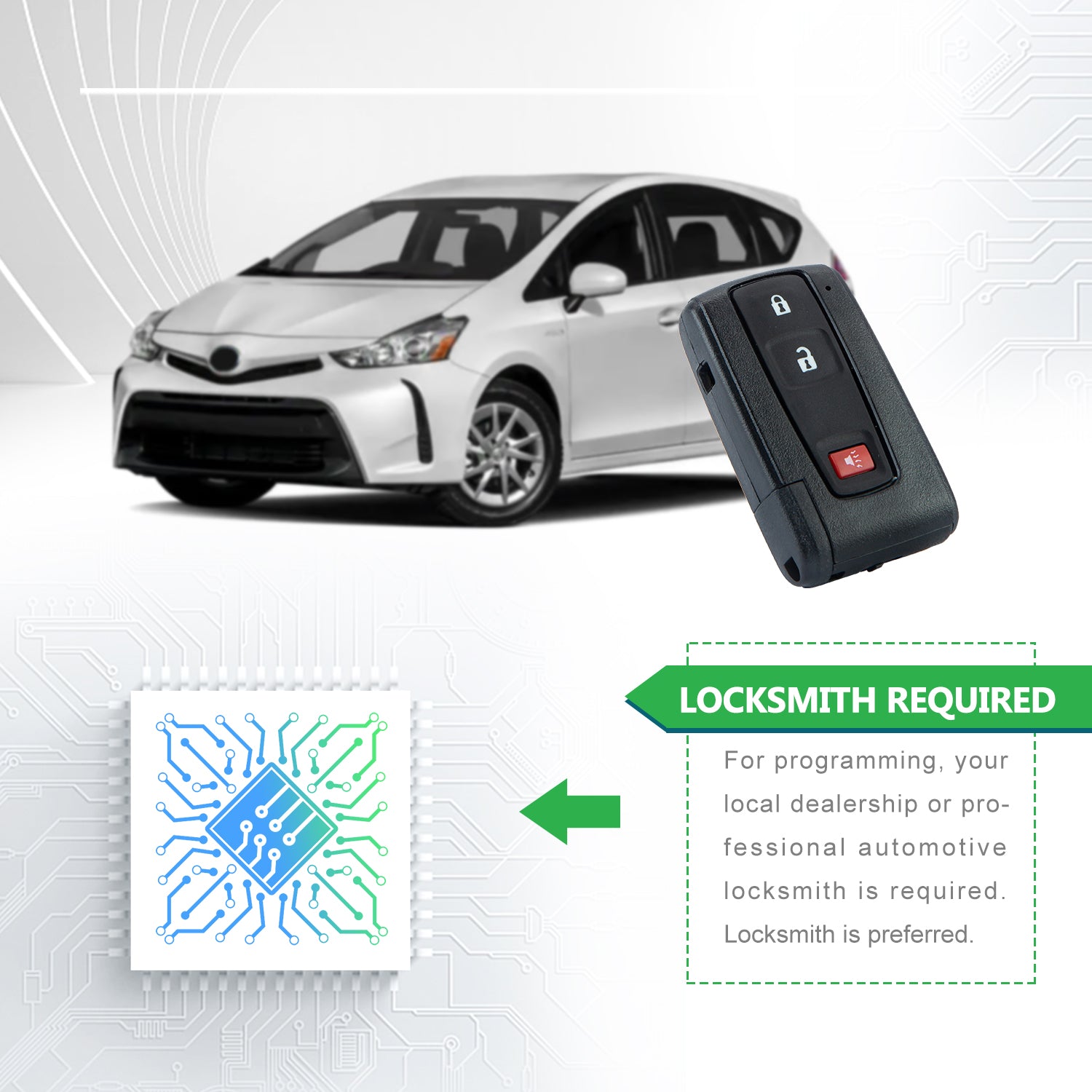 Key Fob fits 2004-2009 Toyota Prius Smart Keyless Entry Remote for SILVER LOGO (MOZB31EG)